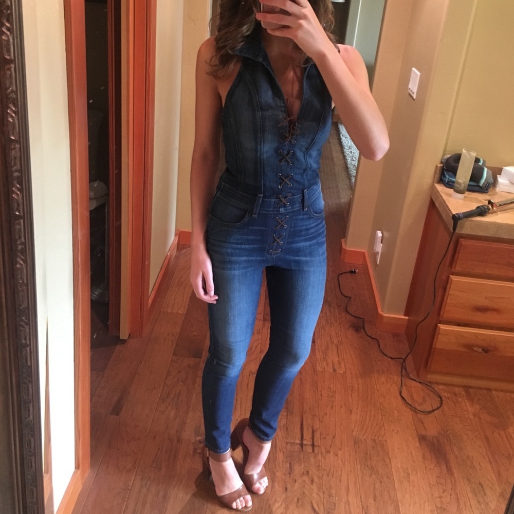Guess Dark Blue Denim Jumpsuit
